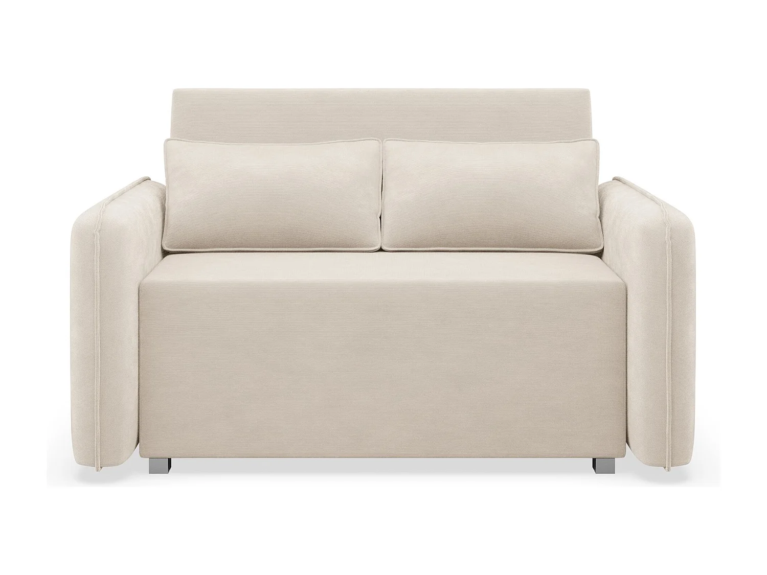 Canapé convertible 2 places – coffre – chenille hydrophobe – beige clair – DUELIA