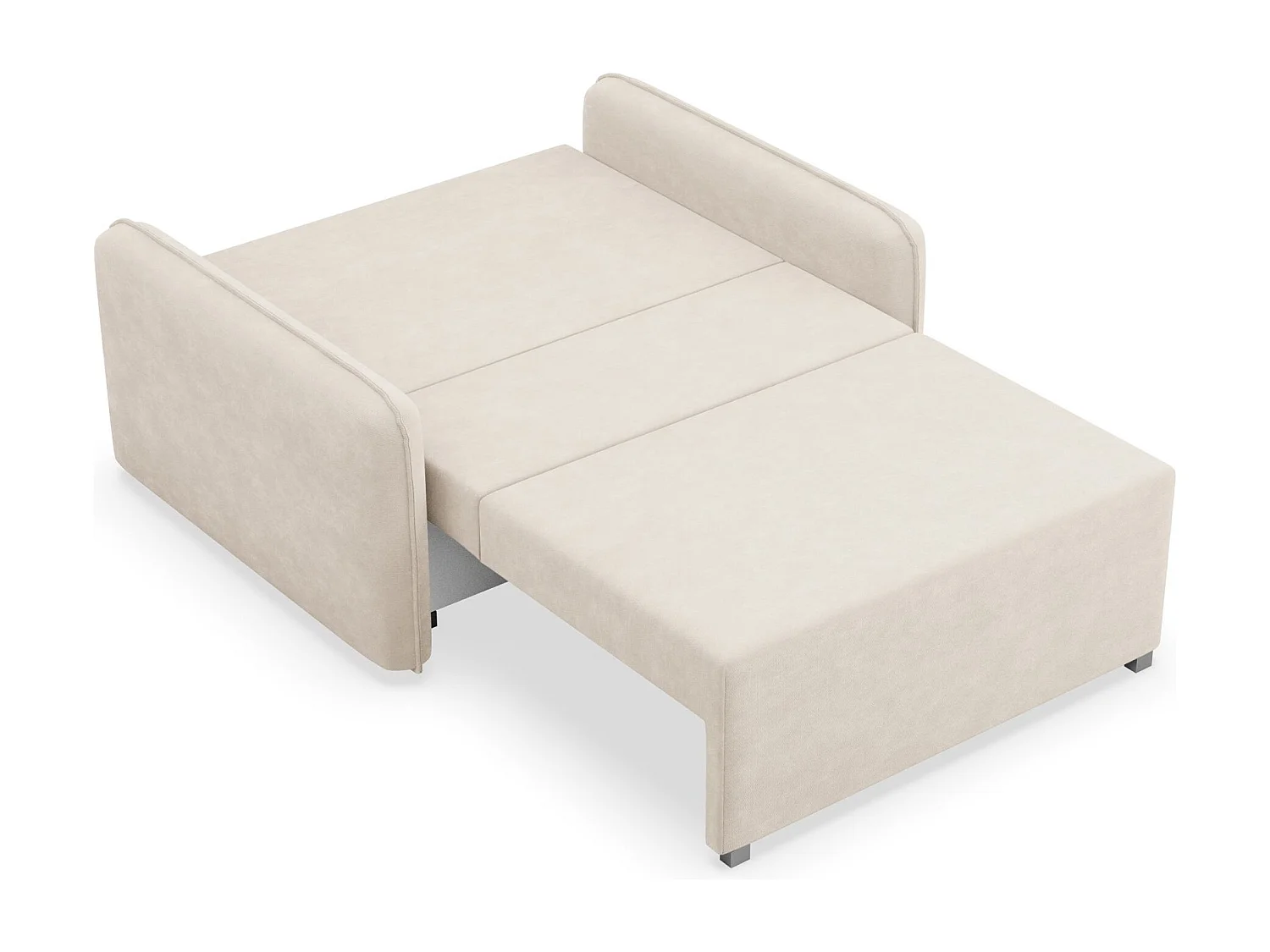 Canapé convertible 2 places – coffre – chenille hydrophobe – beige clair – DUELIA