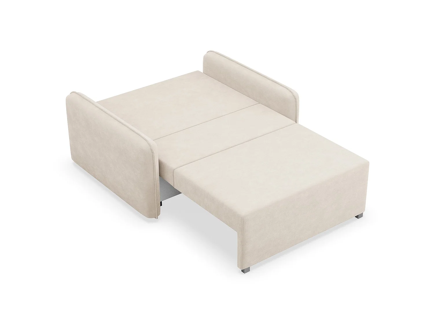 Canapé convertible 2 places – coffre – chenille hydrophobe – beige clair – DUELIA