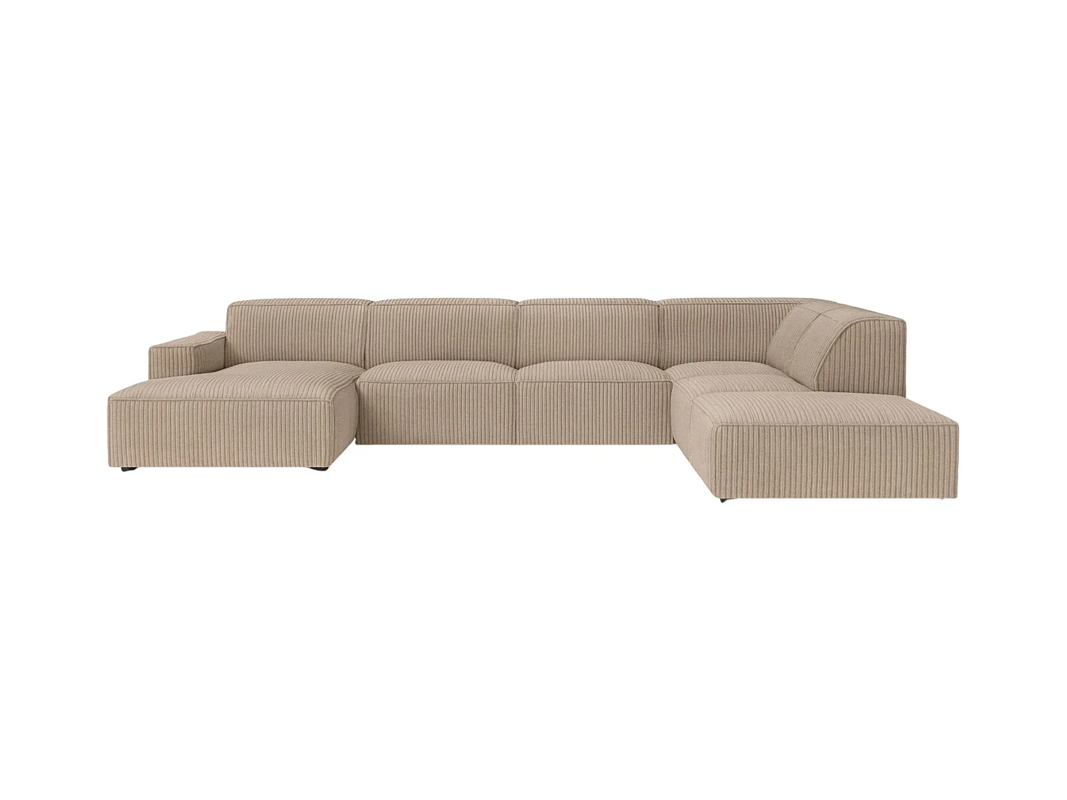 Ecksofa U-Form Cursal V, Stoff Poso, Dunkelbeige, Rechts