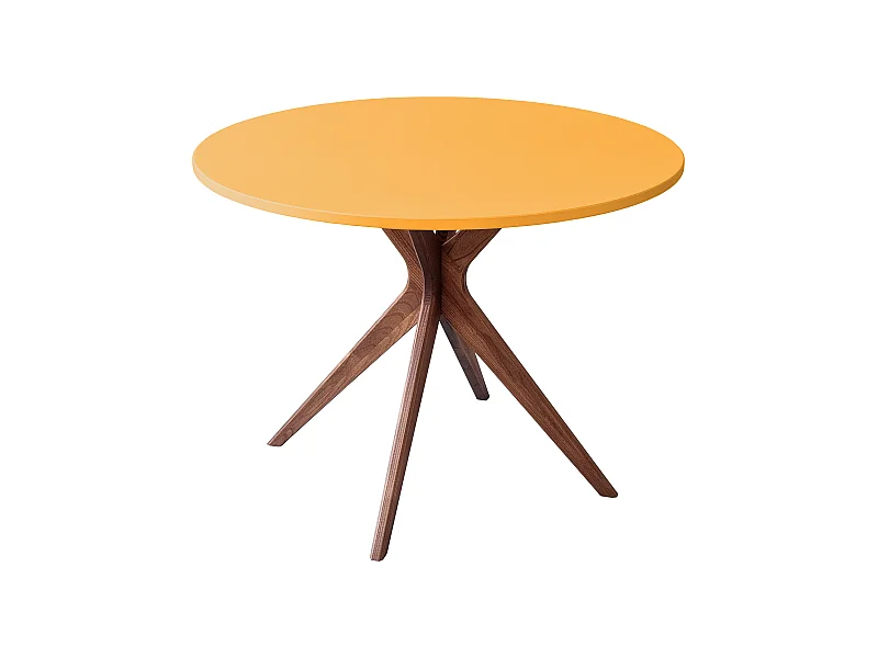 Runder Esstisch 100cm Jubi Bold Ginster Gelb Eichenbeinen