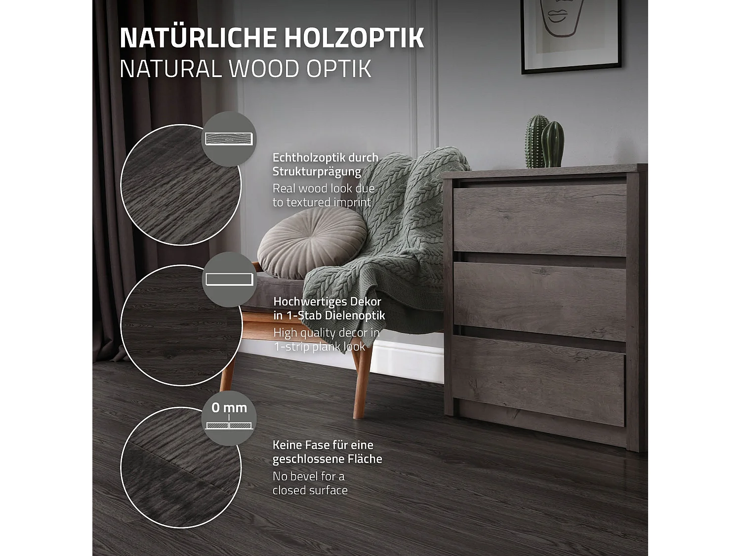 Pavimento in PVC 91,5x15,3 cm 2,23 m² grigio scuro 16 listoni 2 mm pavimenti autoadesivi aspetto legno di rovere copripavimento impermeabile ML-Design