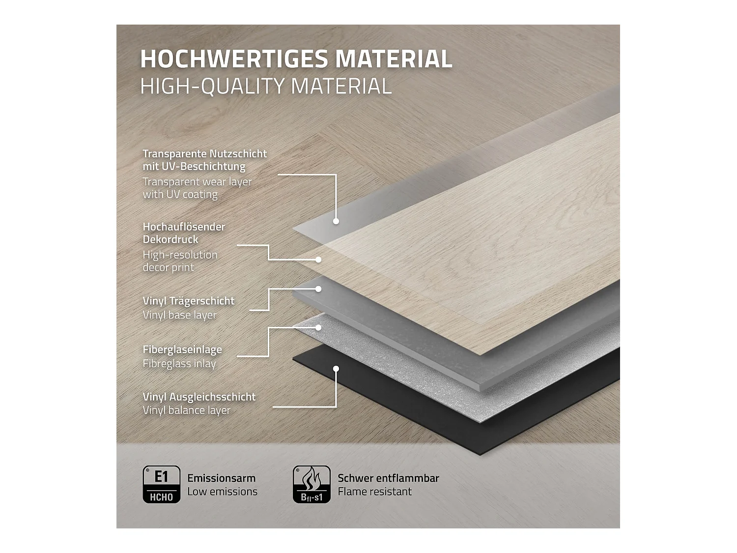 ML-Design Suelo vinílico de PVC 3.12m² color marrón roble claro 40 planchas sistema de click 61x12,8cm láminas grosor 4,2mm efecto madera