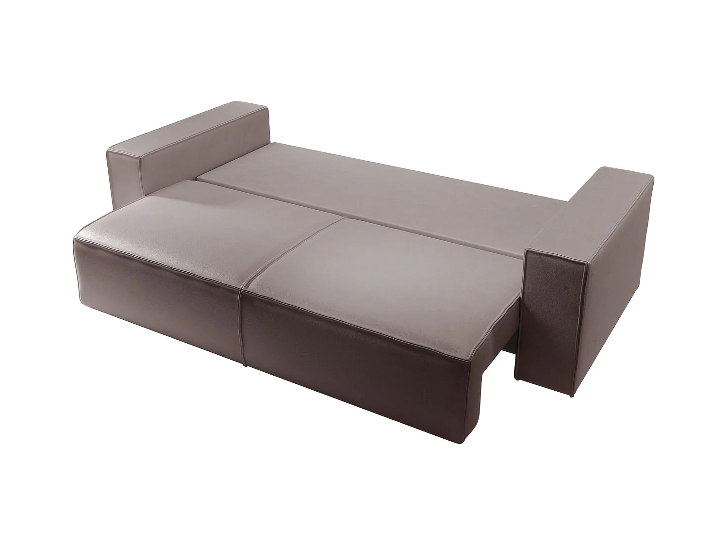 Schlafsofa 3-Sitzer – Bettkasten – Kunstleder – Dunkelbeige – FARESE CUERO