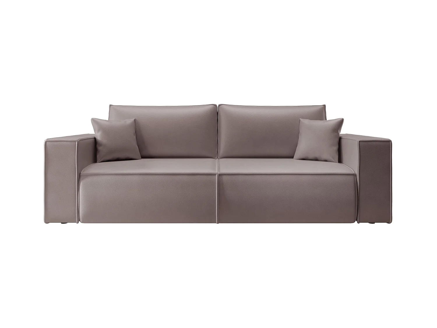 Schlafsofa 3-Sitzer – Bettkasten – Kunstleder – Dunkelbeige – FARESE CUERO