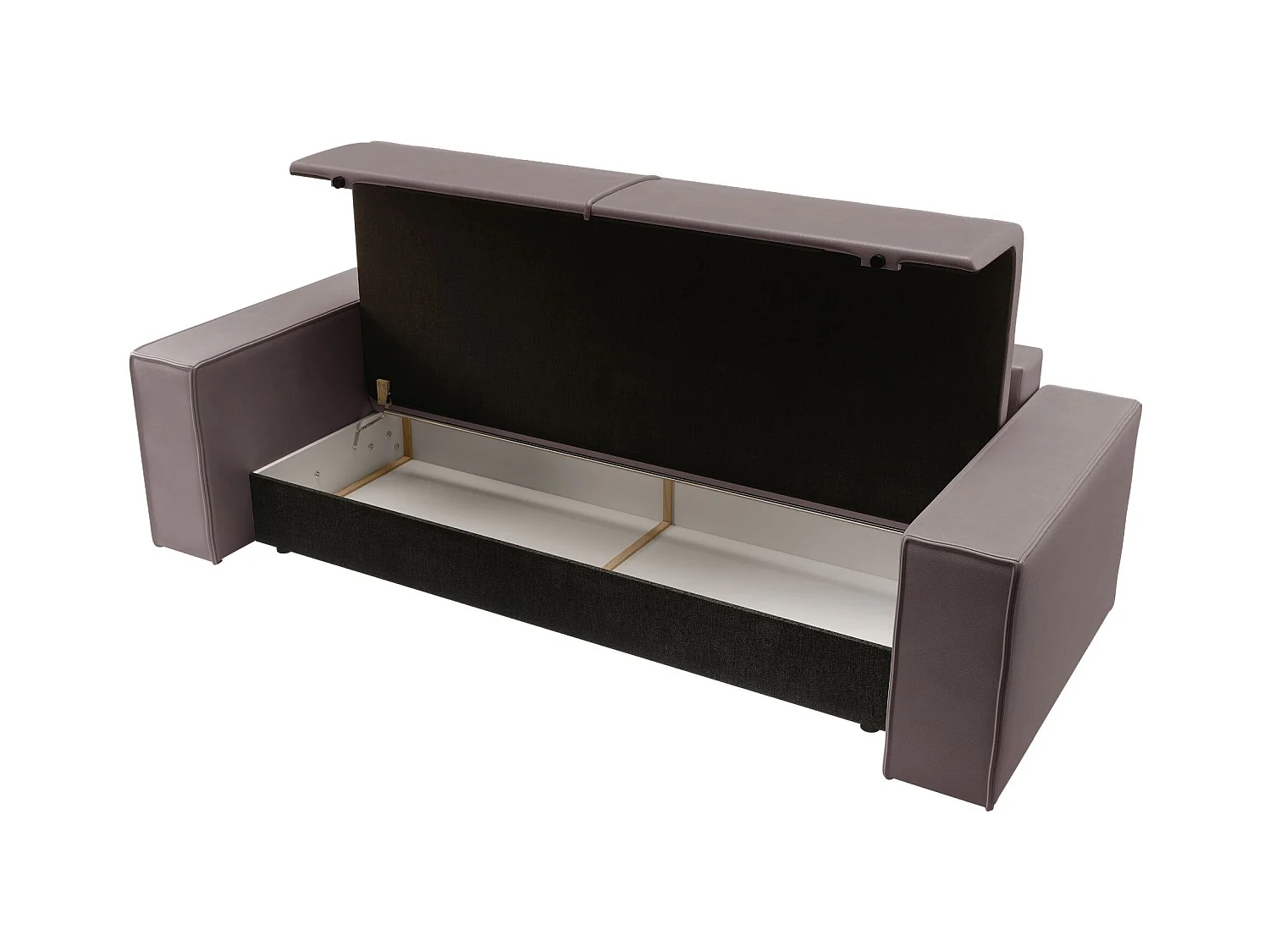 Schlafsofa 3-Sitzer – Bettkasten – Kunstleder – Dunkelbeige – FARESE CUERO