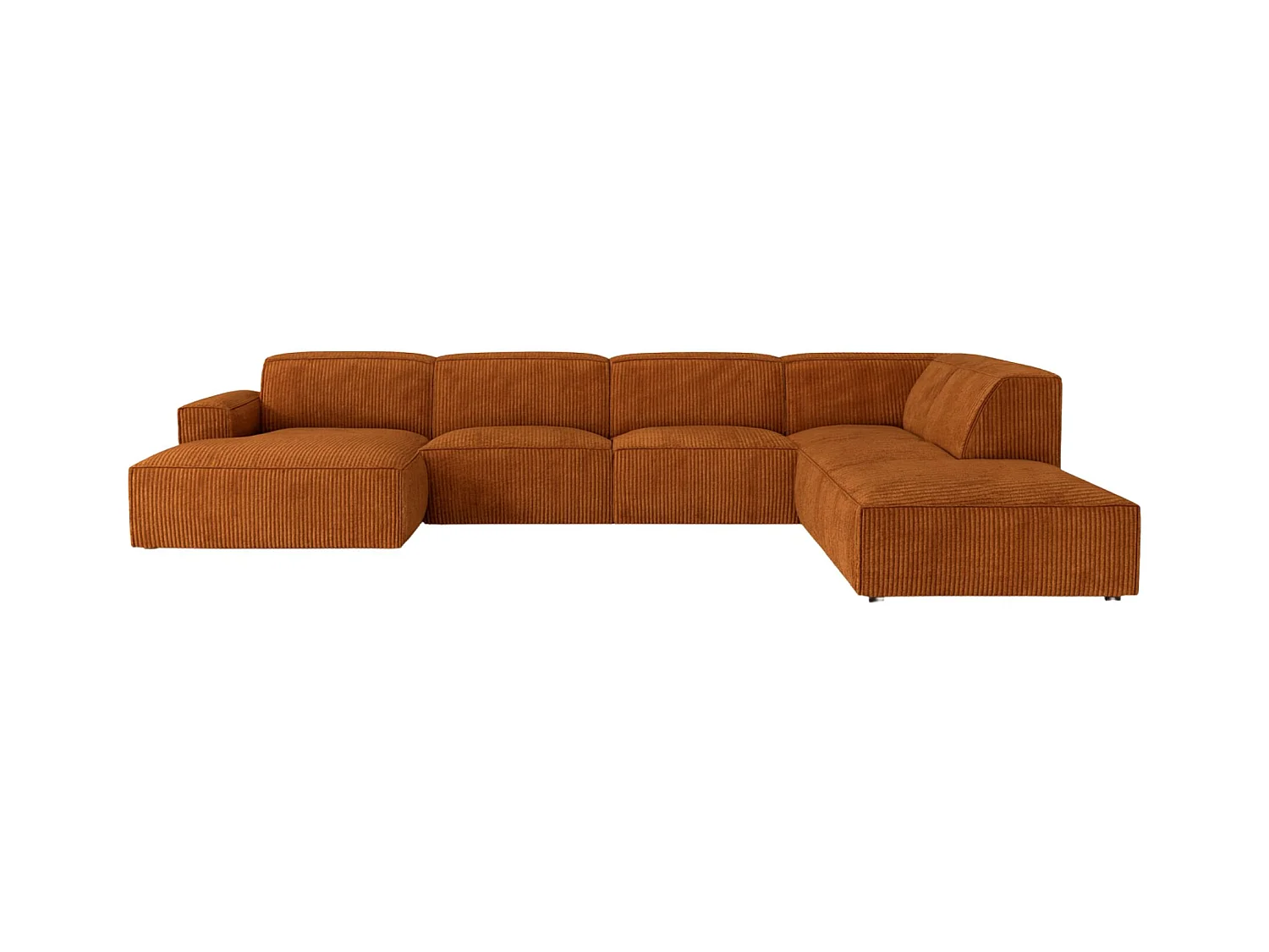 Ecksofa U-Form Cursal V, Stoff Poso, Kupfer, Rechts