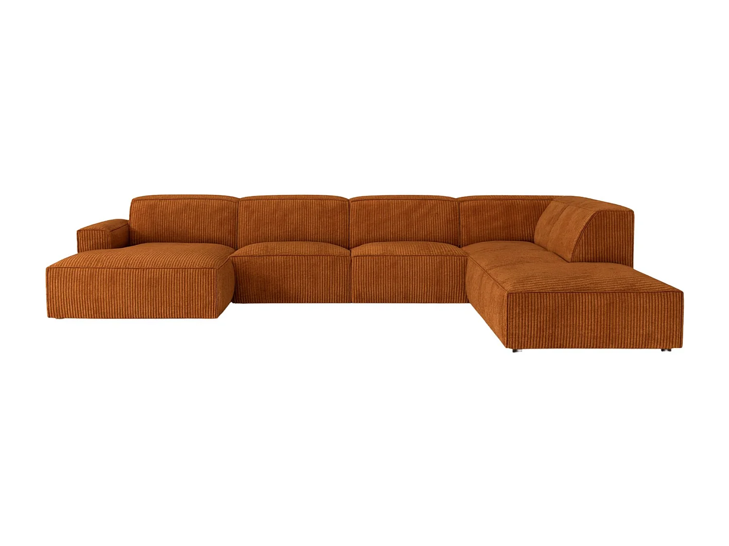 Canapé d'angle en U Cursal V, tissu Poso, cuivre, droit