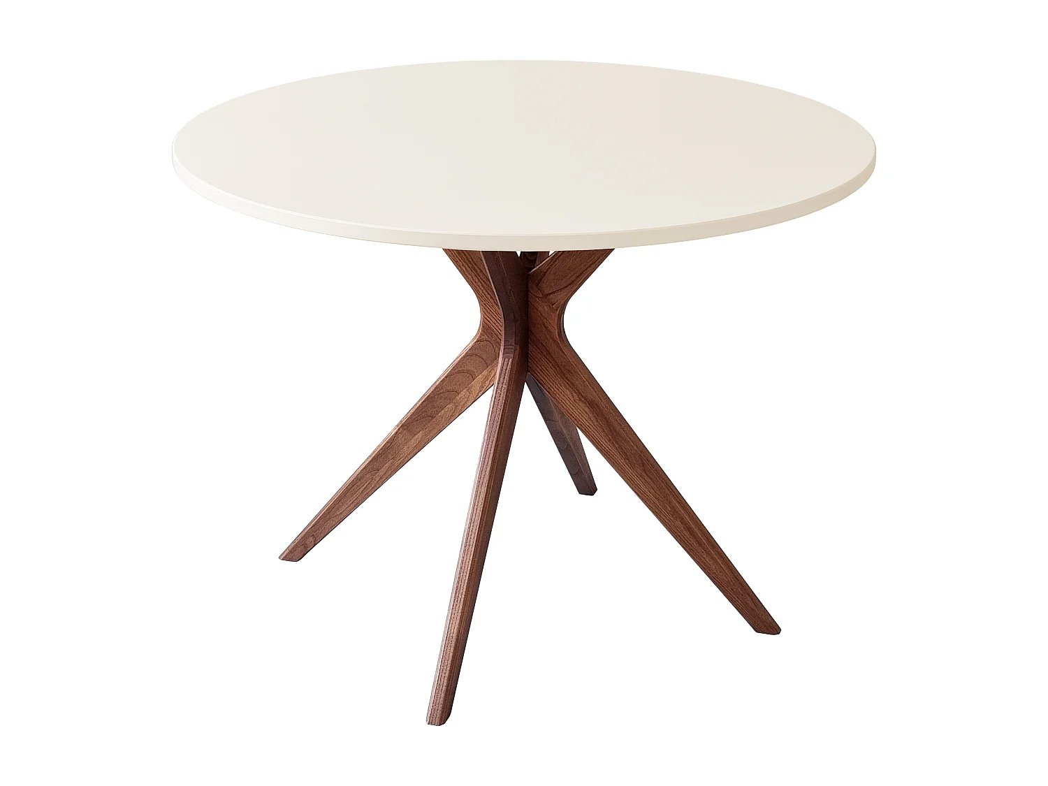 Table à manger ronde 100cm Jubi Bold Blanc Craie Chêne