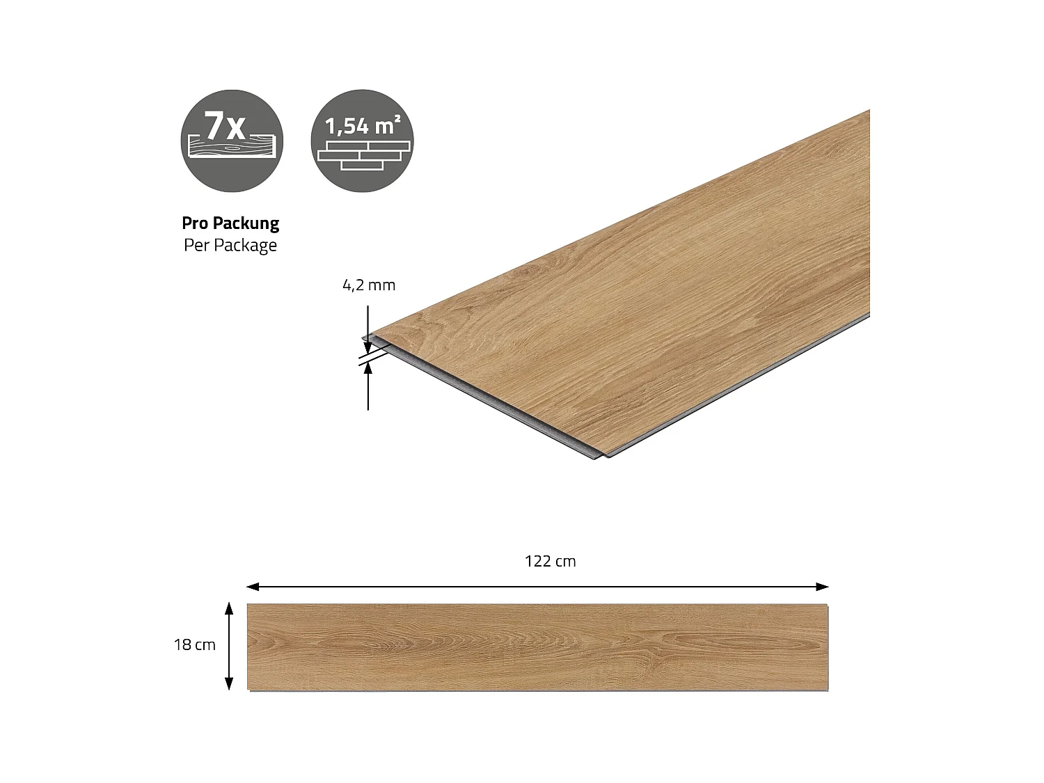 Revêtement de sol clipsable en vinyle 122cm x 18cm x 4,2mm 6,16m²/28 planches marron clair chêne sable imitation parquet pvc étanche classe charge 34