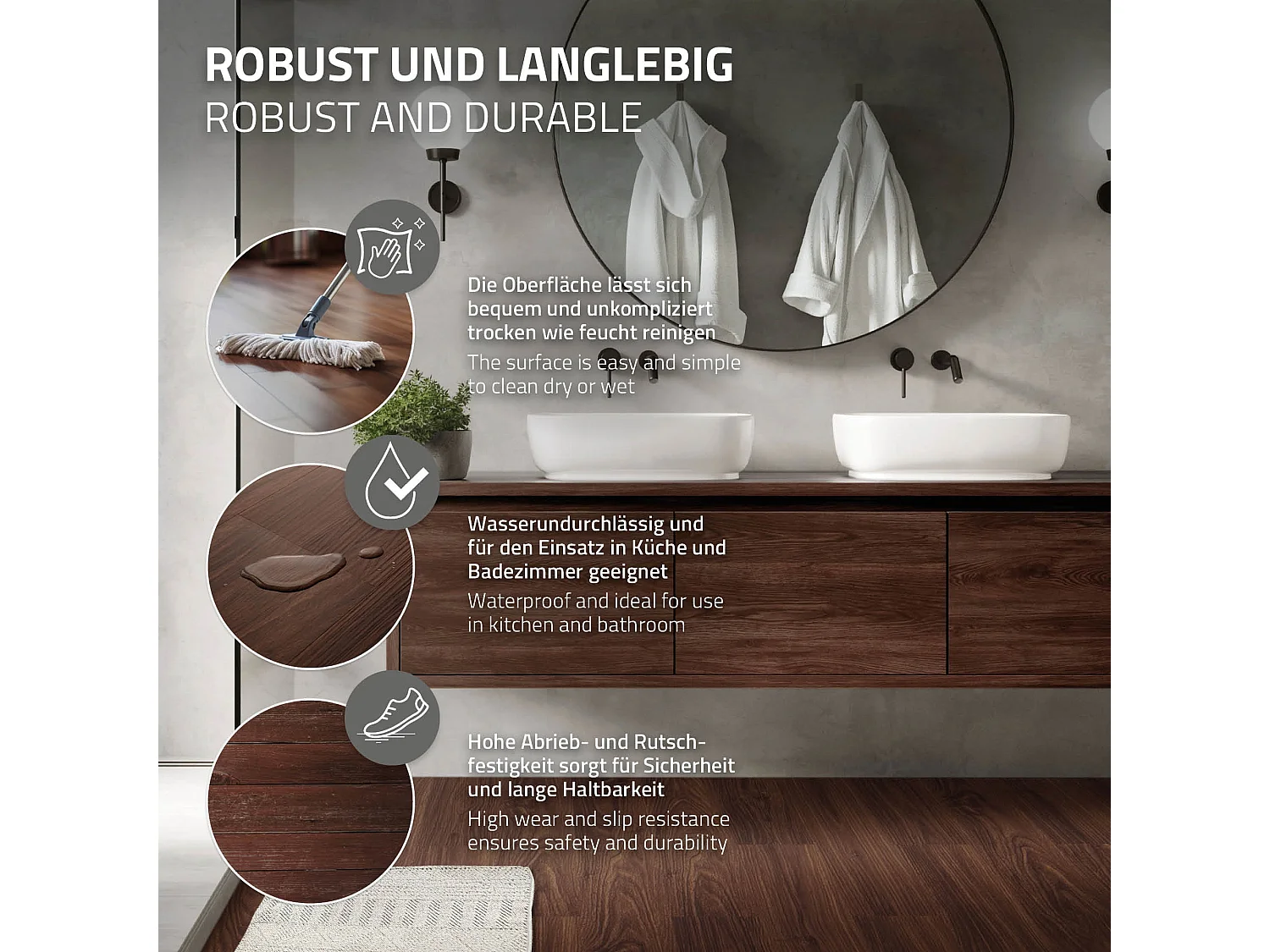 Revêtement de sol autocollant en PVC vinyle 8,92m²/64 planches 91,5 cm x 15,3 cm rouge-brun aspect noyer antidérapant résistant à l'eau et l'abrasion