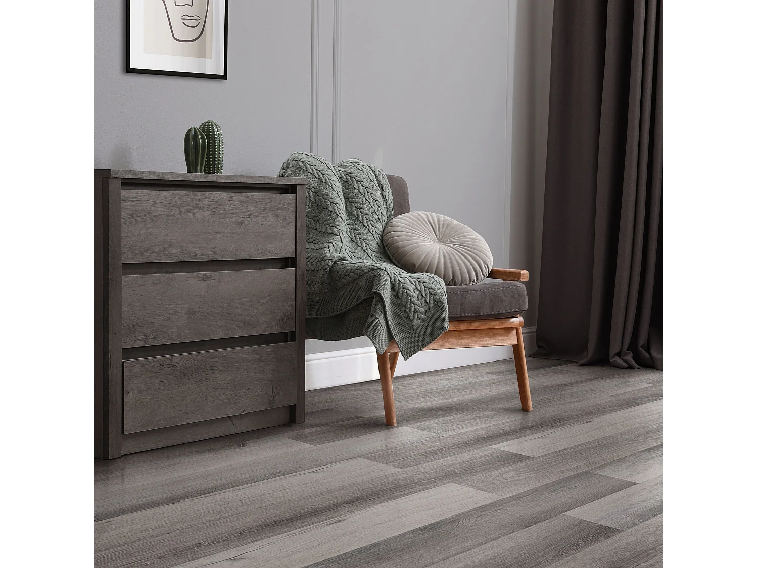 Pavimento in PVC 91,5x15,3 cm 6,69 m² grigio 48 listoni 2 mm pavimenti autoadesivi con aspetto legno di pino copripavimento impermeabile ML-Design