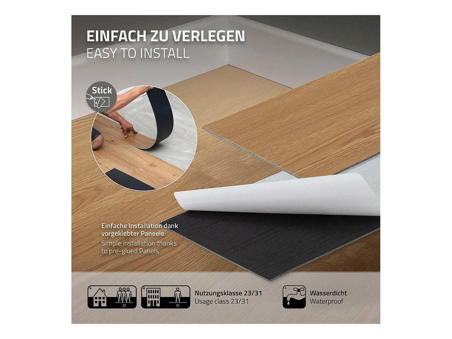 ML-Design Suelo vinílico de PVC 4,46m² color roble marrón planchas sistema autoadhesivo 91,5x15,3cm láminas grosor 2 mm efecto madera impermeable