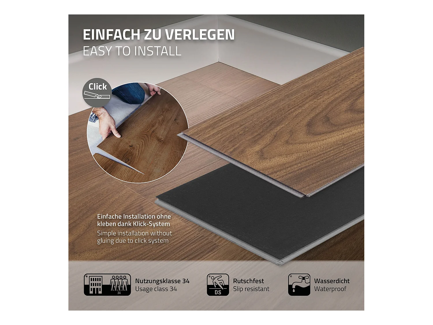 ML-Design Suelo vinílico de PVC 3,08m² madera marrón 14x planchas sistema de click 91,5x15,3cm láminas grosor 2 mm efecto madera antideslizante
