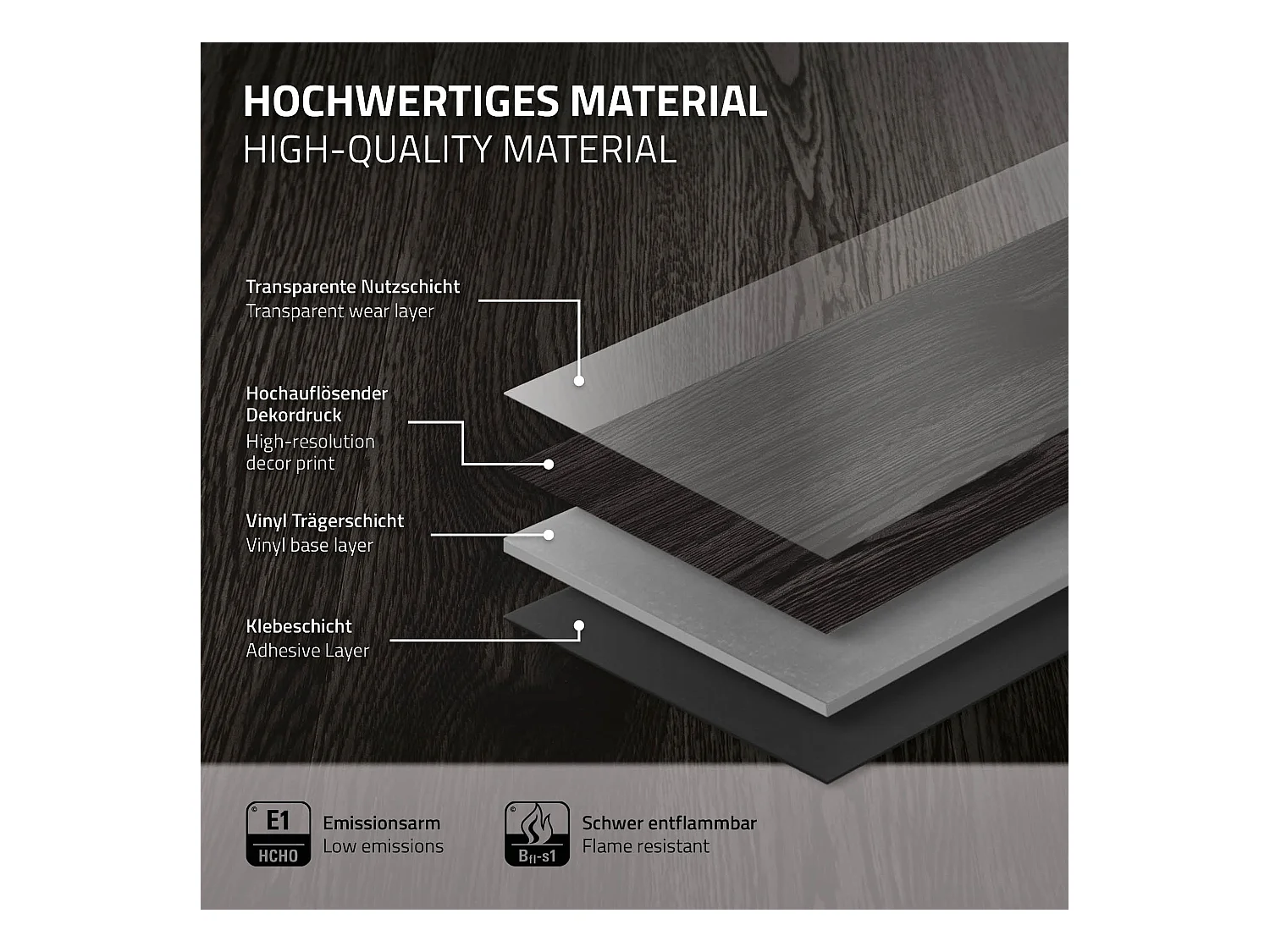 ML-Design Suelo vinílico de PVC 8,92m² color roble gris oscuro planchas sistema autoadhesivo 91,5x15,3cm láminas grosor 2 mm efecto madera