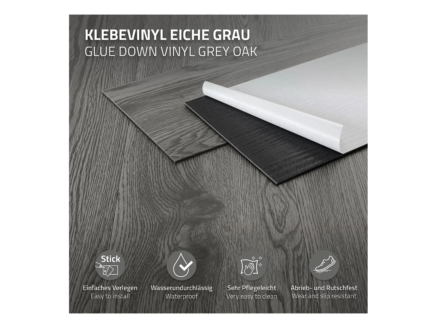ML-Design Suelo vinílico de PVC 2,23m² color roble gris 16x planchas autoadhesivas 91,5x15,3cm láminas grosor 2 mm efecto madera antideslizante