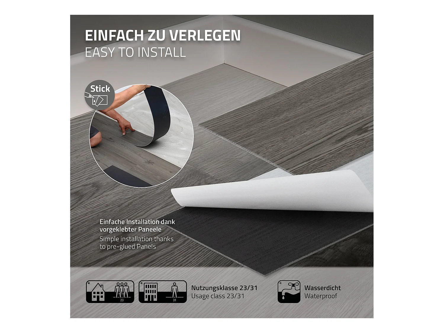 ML-Design Suelo vinílico de PVC 2,23m² color roble gris 16x planchas autoadhesivas 91,5x15,3cm láminas grosor 2 mm efecto madera antideslizante