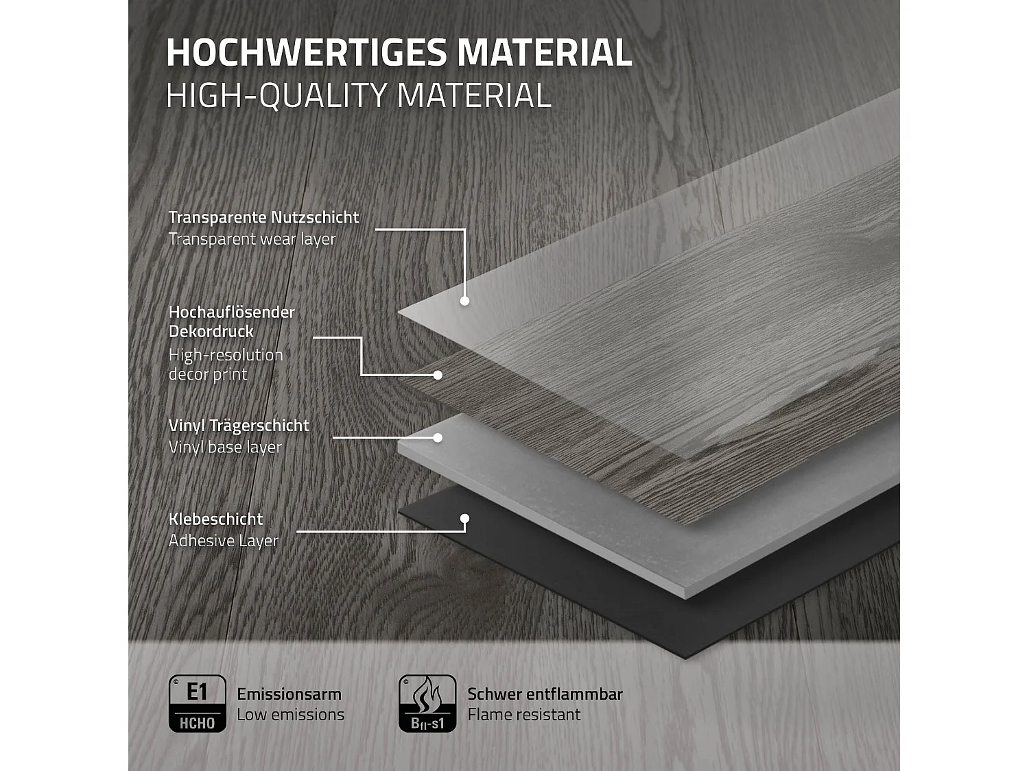 Pavimento in PVC 91,5x15,3cm 2,23m² rovere grigio 16 listoni vinile laminati pavimenti autoadesivi effetto legno copripavimento impermeabile ML-Design