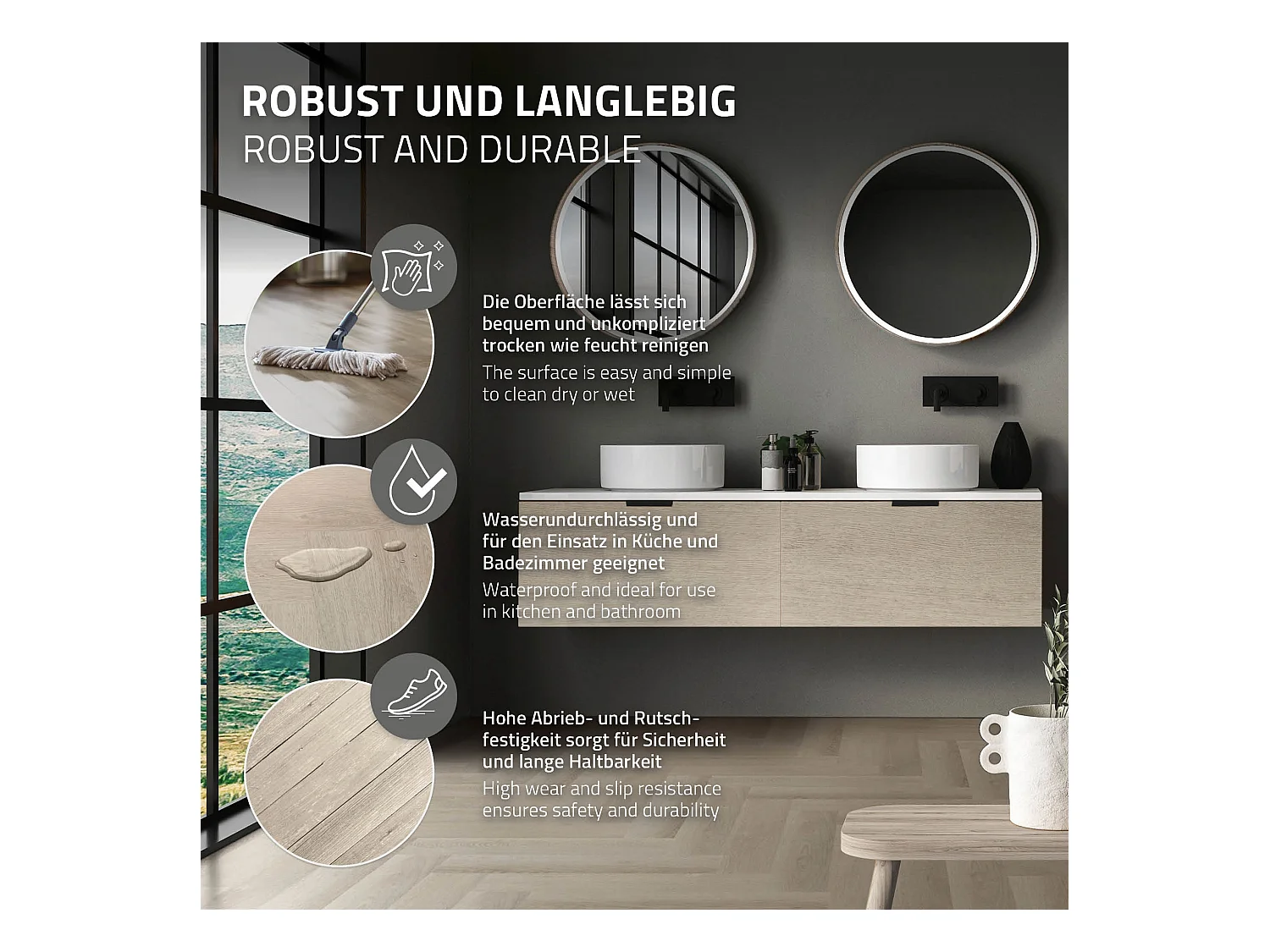 ML-Design Suelo vinílico de PVC 7.8m² color marrón roble claro 100x planchas sistema de click 61x12,8cm láminas grosor 4,2mm efecto madera