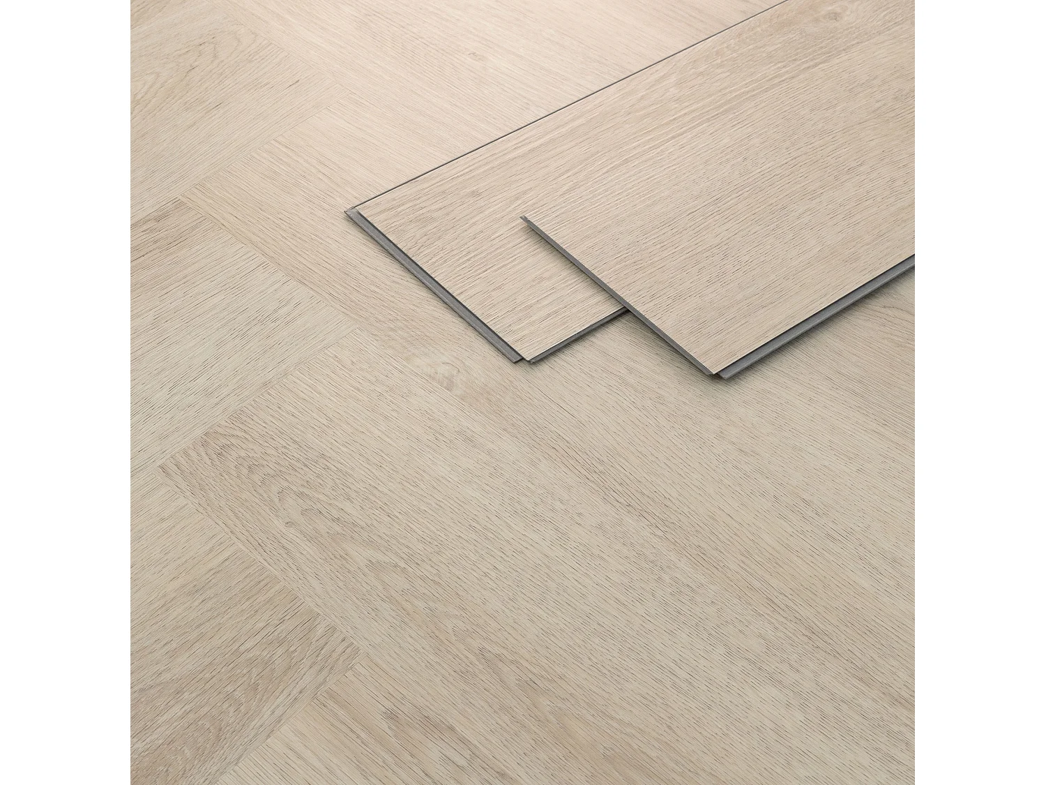 Pavimento in PVC Deluxe 61x12,8cm 7,8m² a click rovere chiaro a spina di pesce 100 listoni in vinile rivestimento aspetto legno impermeabile ML-Design