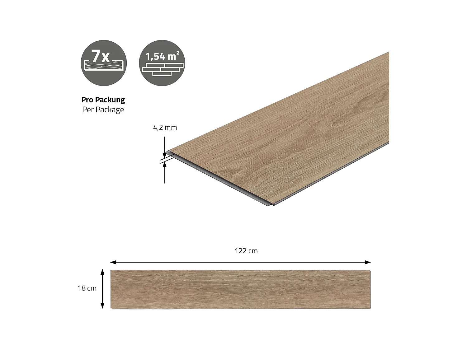 ML-Design Suelo vinílico de PVC 3,08m² color roble golden hour 14x planchas sistema de click 122x18 cm láminas grosor 4,2mm efecto madera impermeabl