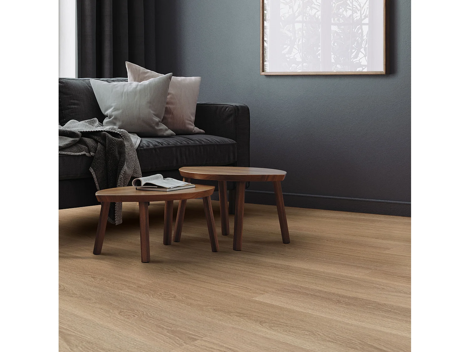 Pavimento in PVC Deluxe 122x18cm 3,08m² marrone rovere golden hour 14 doghe ad incastro in vinile aspetto legno copripavimento impermeabile ML-Design