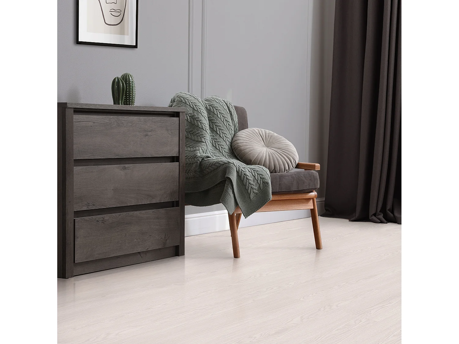 Revêtement de sol autocollant en PVC vinyle 2,23m²/16 planches 91,5 cm x 15,3 cm blanc aspect chêne antidérapant résistant à l'eau et l'abrasion