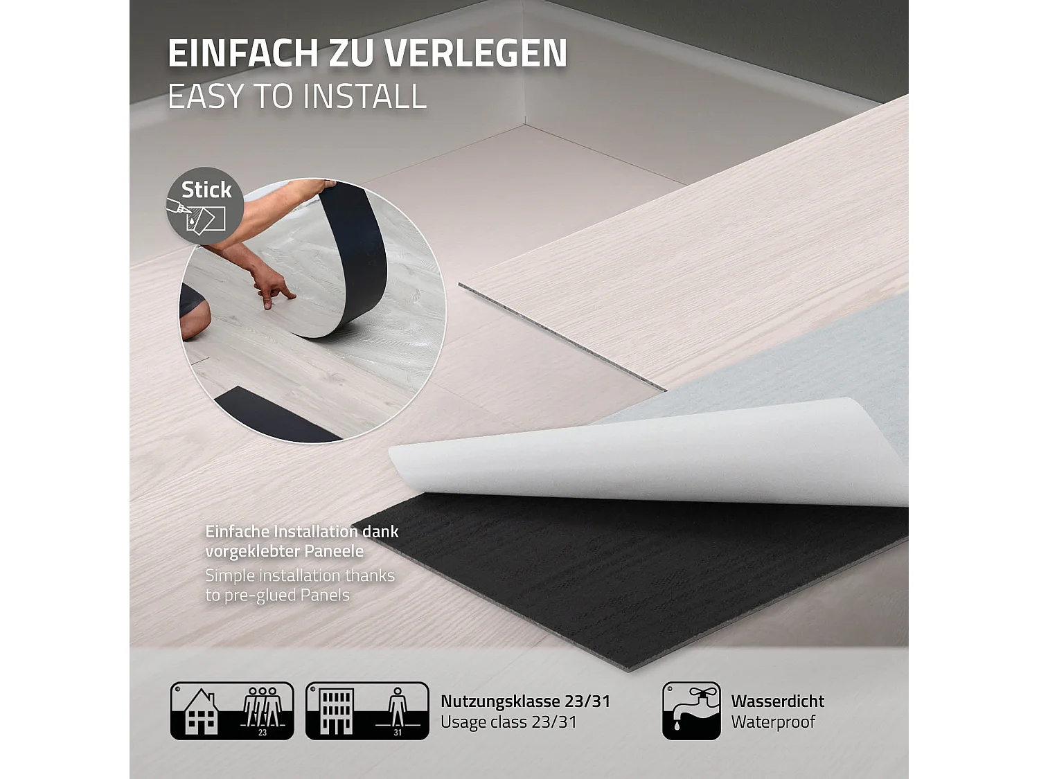 Revêtement de sol autocollant en PVC vinyle 2,23m²/16 planches 91,5 cm x 15,3 cm blanc aspect chêne antidérapant résistant à l'eau et l'abrasion
