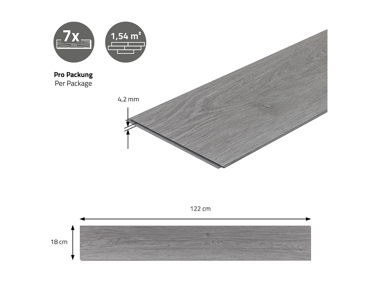 Pavimento in PVC Deluxe 122x18cm 4,62m² grigio 21 pz ad incastro vinile rivestimento aspetto legno antiscivolo copripavimento impermeabile ML-Design