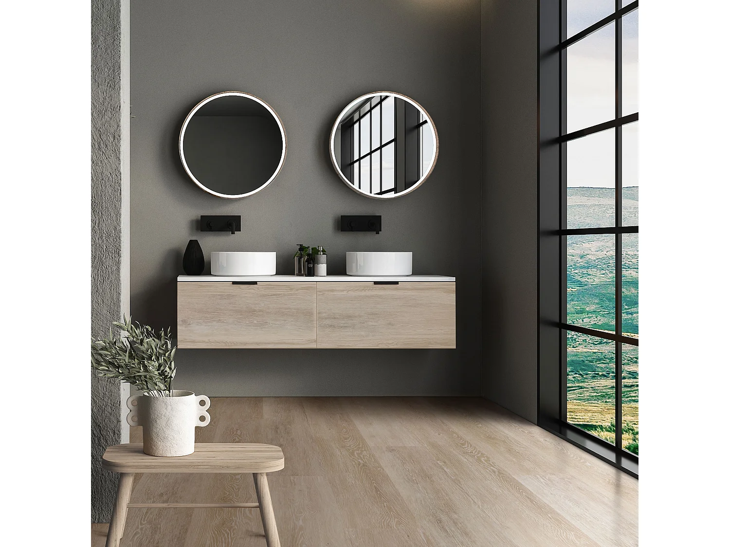 Pavimento in PVC Deluxe 122x18cm 7,7 m² 4,2 mm rovere lucido 35 pezzi ad incastro vinile rivestimento aspetto legno antiscivolo impermeabile ML-Design