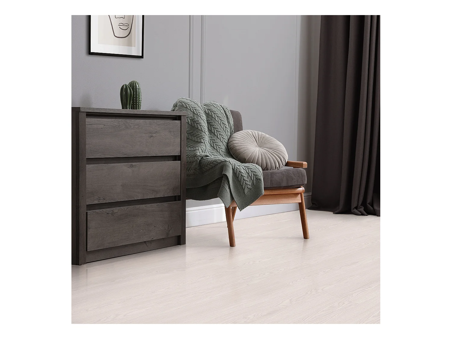 Revêtement de sol autocollant en PVC vinyle 4,46m²/32 planches 91,5 cm x 15,3 cm blanc aspect chêne antidérapant résistant à l'eau l'abrasion