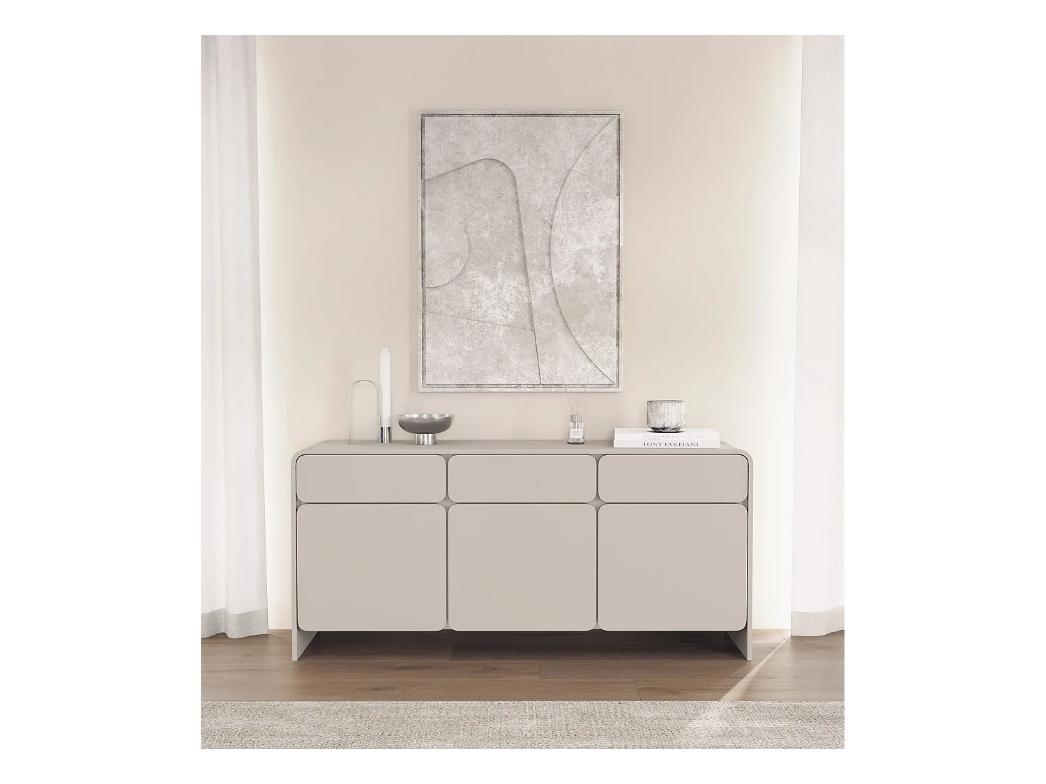 Buffet 3 portes et 3 tiroirs – gris cachemire – 156 cm – LUMMO