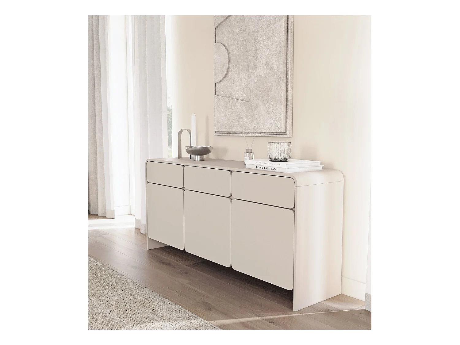 Buffet 3 portes et 3 tiroirs – gris cachemire – 156 cm – LUMMO