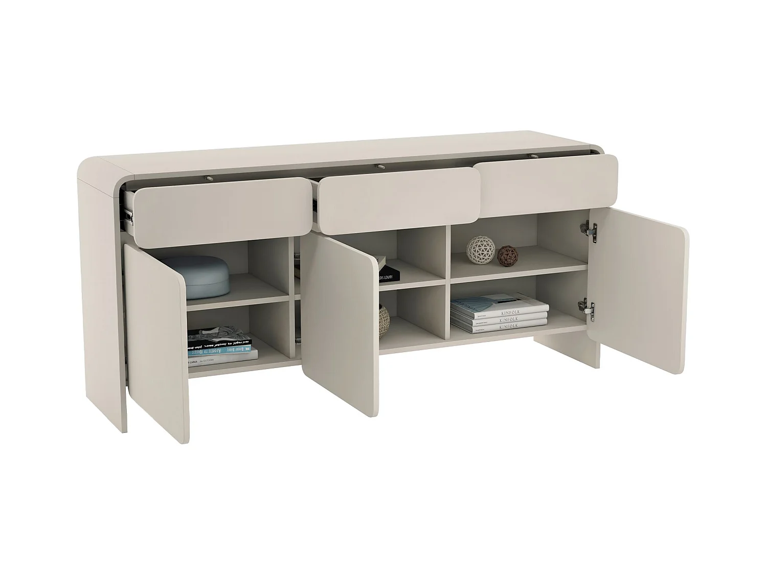 Sideboard 3-türig mit 3 Schubladen – Kaschmirgrau – 156 cm – LUMMO
