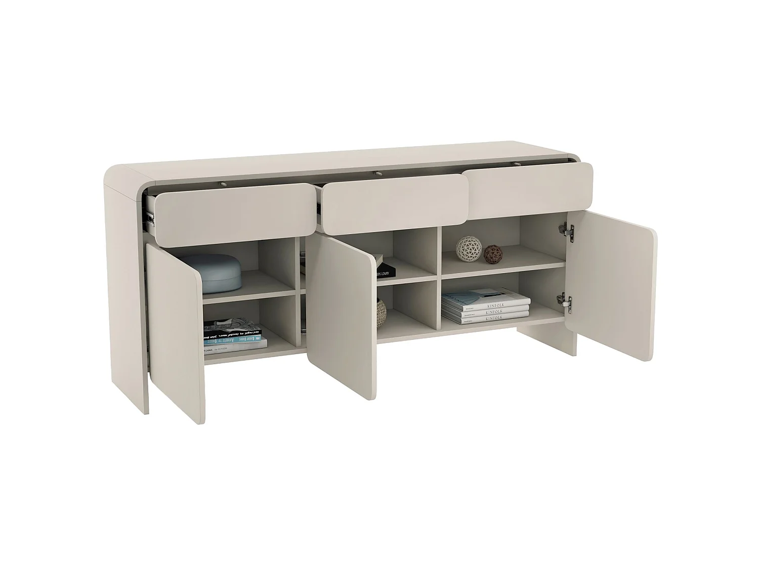 Buffet 3 portes et 3 tiroirs – gris cachemire – 156 cm – LUMMO