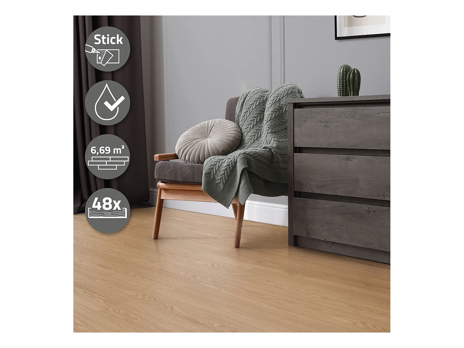 ML-Design Suelo vinílico de PVC 6,69m² color roble marrón planchas sistema autoadhesivo 91,5x15,3cm láminas grosor 2 mm efecto madera impermeable