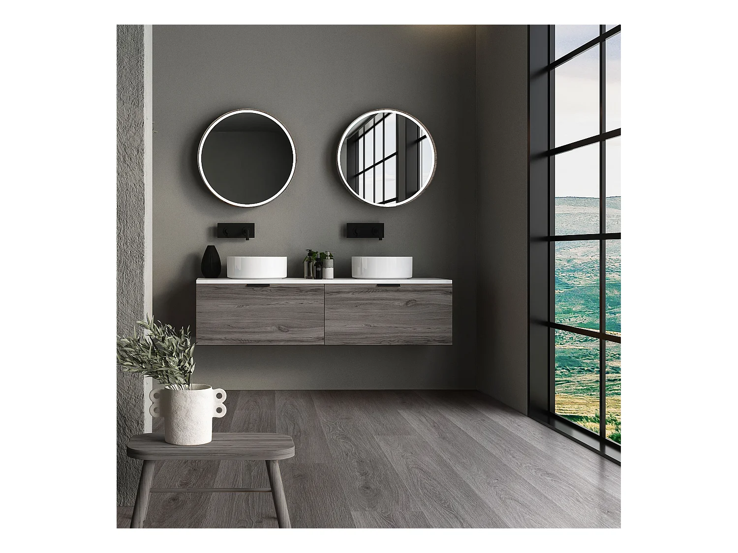 Revêtement de sol clipsable en vinyle 122cmx18cmx4,2mm 6,16m²/28 planches gris chêne windswell hickory imitation parquet pvc étanche classe charge 34