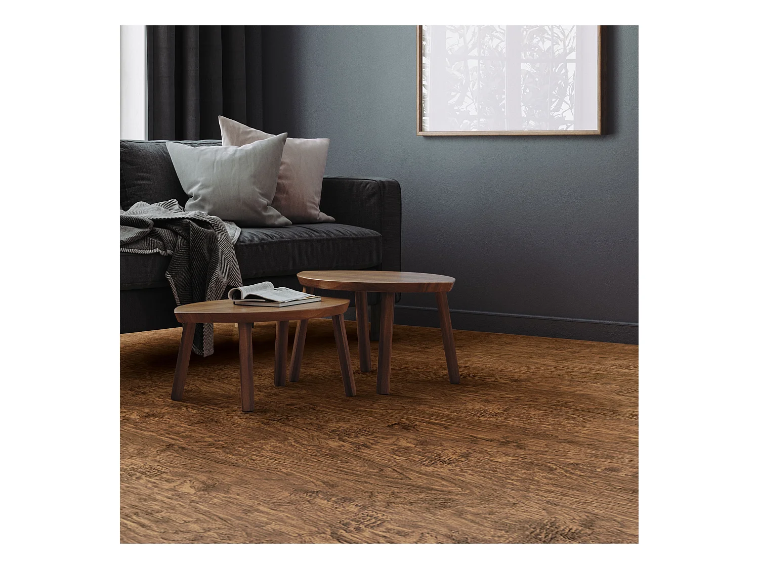 Revêtement de sol clipsable en vinyle 122cm x 18cm x 4,2mm 7,7m²/35 planches marron aspect bois acacia imitation parquet pvc étanche classe charge 34