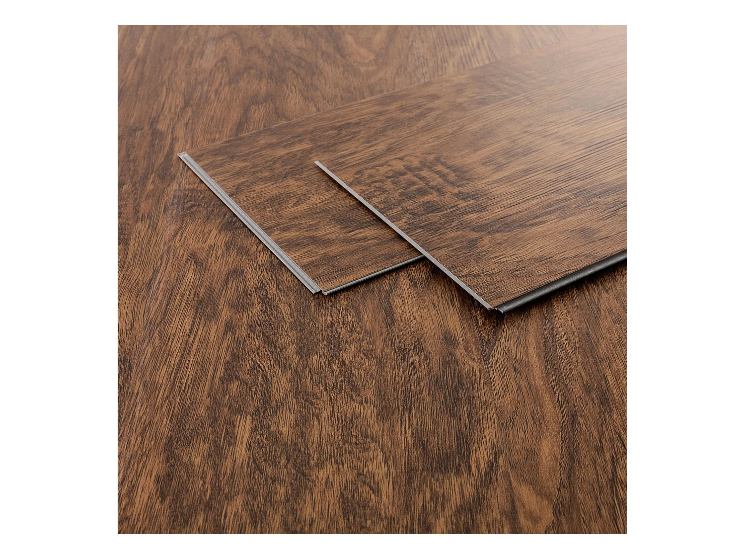 Revêtement de sol clipsable en vinyle 122cm x 18cm x 4,2mm 7,7m²/35 planches marron aspect bois acacia imitation parquet pvc étanche classe charge 34