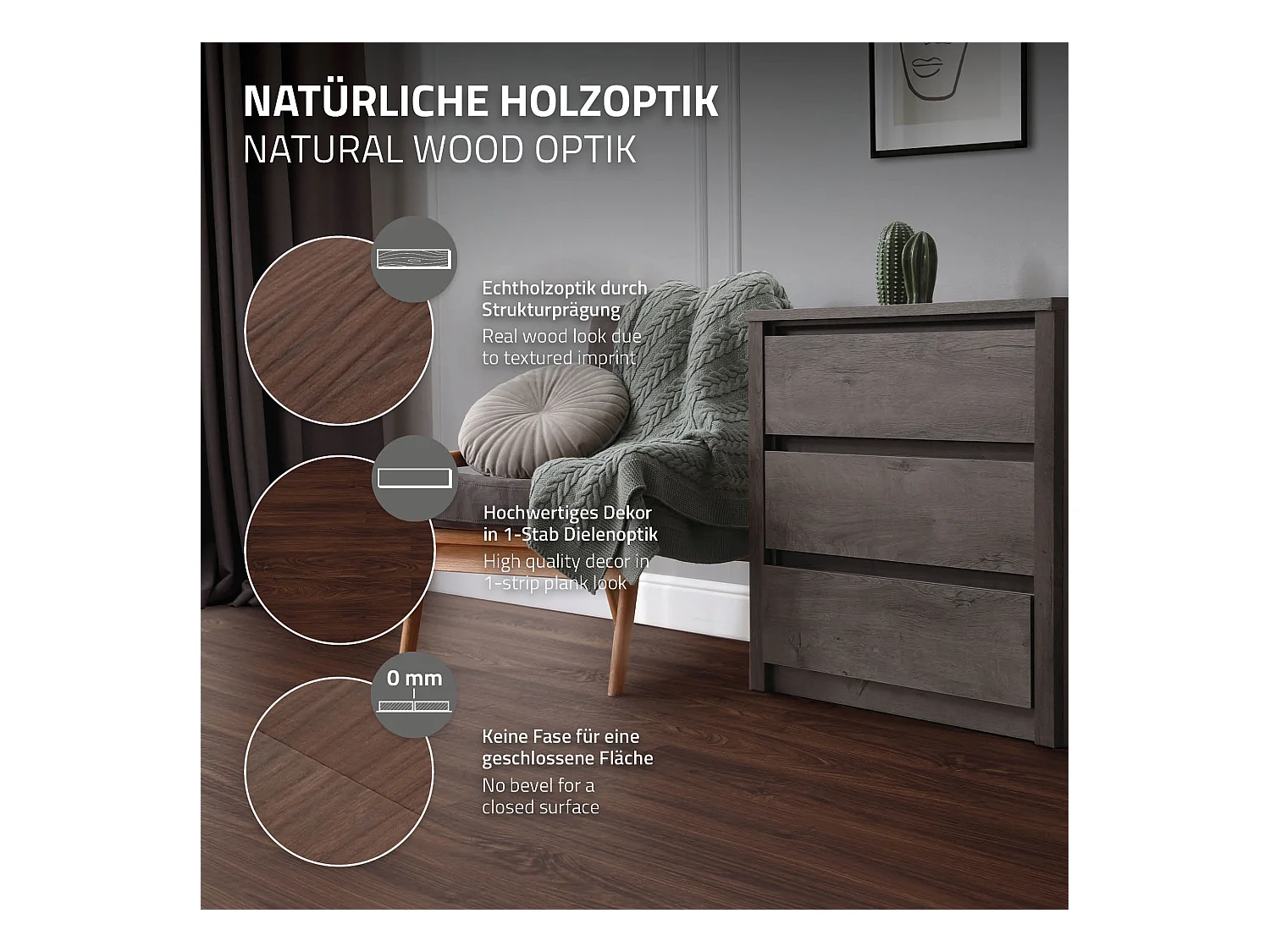 ML-Design Suelo vinílico de PVC 11,15m² color nogal marrón rojizo 80 plancha autoadhesivas 91,5x15,3cm láminas grosor 2mm efecto madera antideslizante