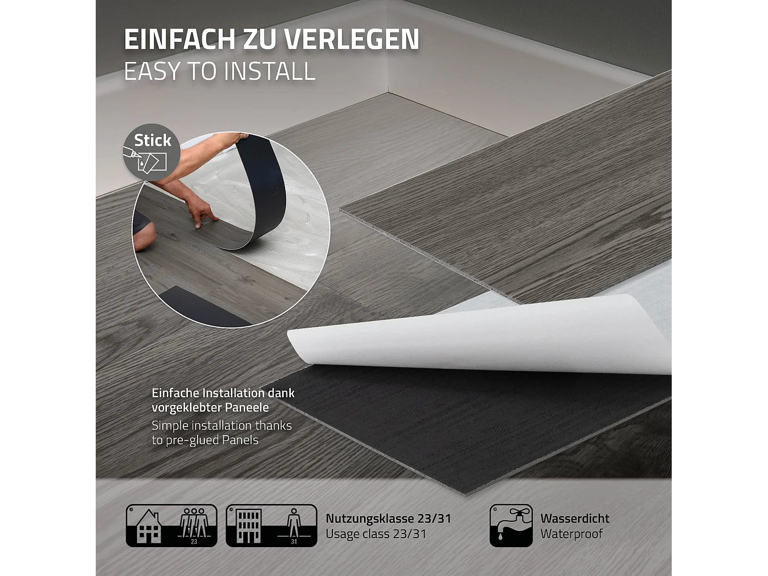 Pavimento in PVC 91,5x15,3 cm 8,92 m² rovere grigio 64 pezzi vinile laminati pavimenti autoadesivi effetto legno copripavimento impermeabile ML-Design