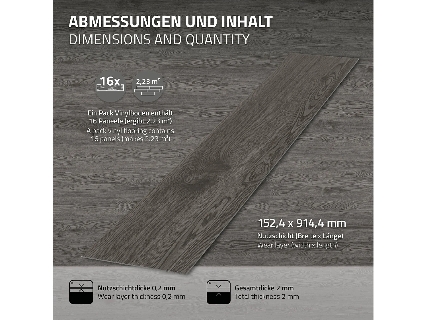 Pavimento in PVC 91,5x15,3 cm 8,92 m² rovere grigio 64 pezzi vinile laminati pavimenti autoadesivi effetto legno copripavimento impermeabile ML-Design