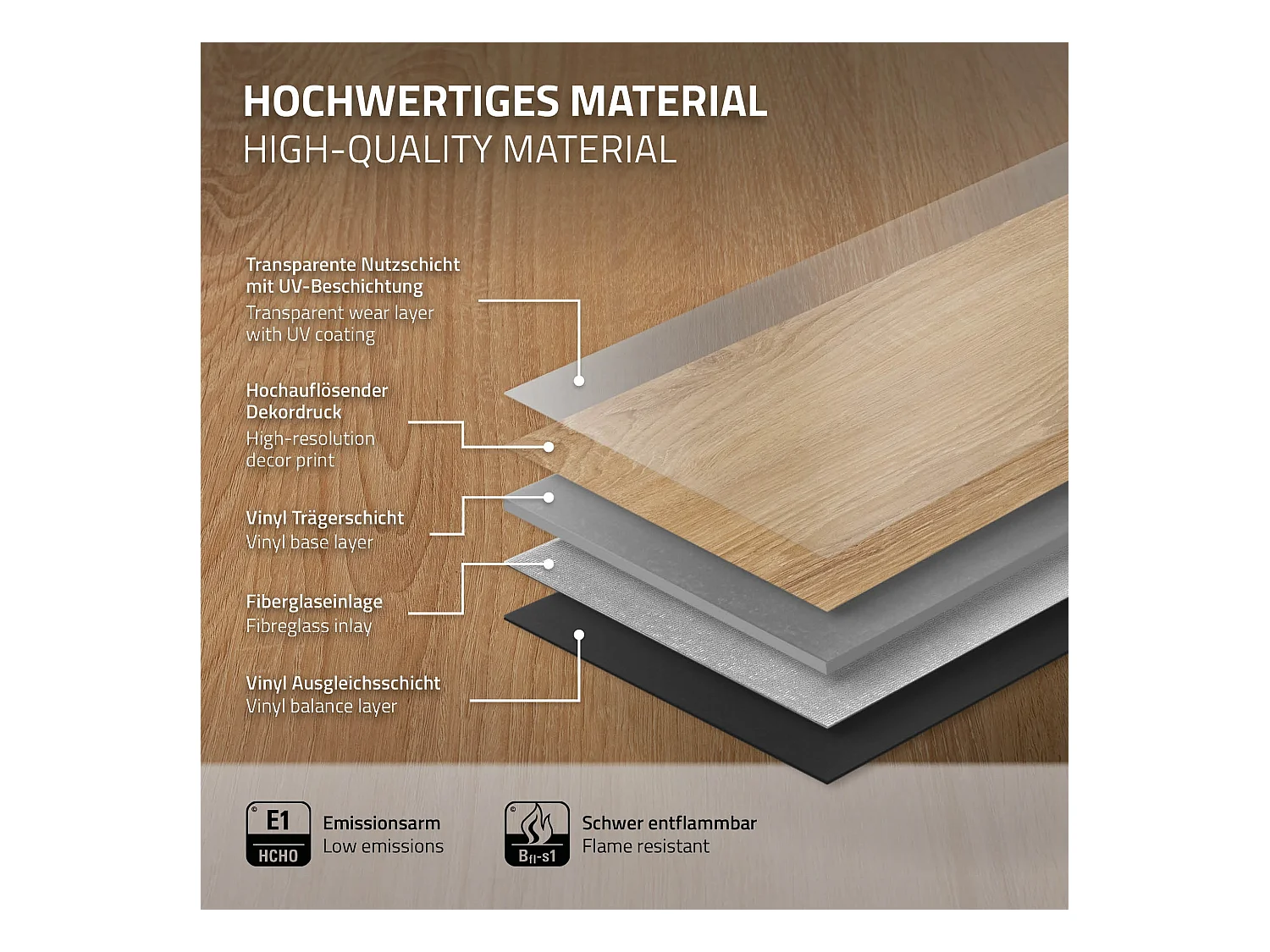 ML-Design Suelo vinílico de PVC 7,7m² color roble arenoso 35x planchas sistema de click 122x18 cm láminas grosor 4,2mm efecto madera