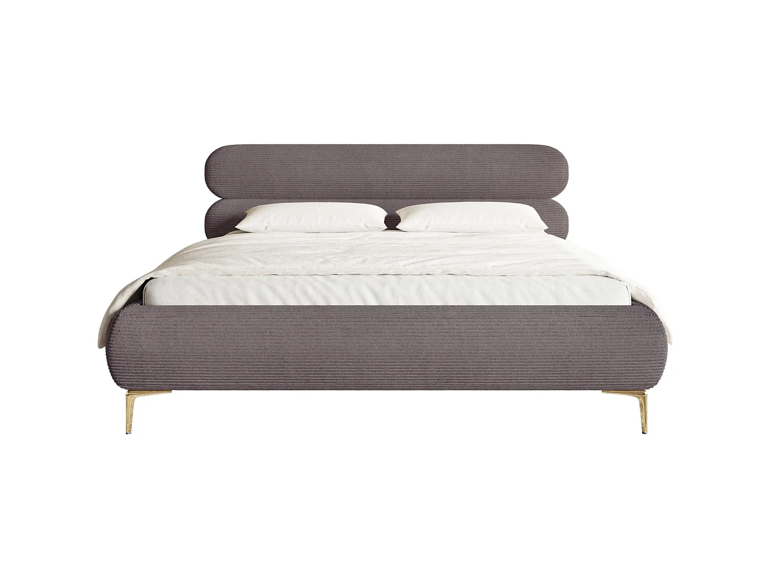 Lit tapissé 140x200 – rangement – velours côtelé – brun – ROULE CORD
