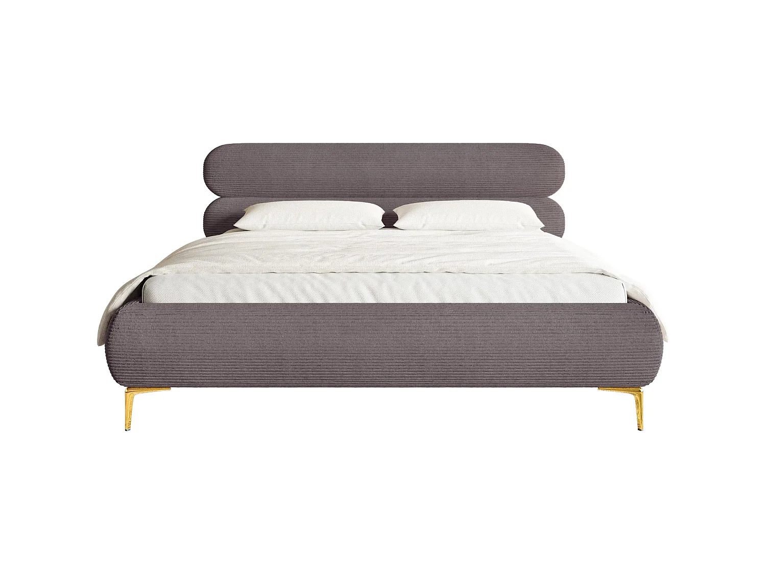 Lit tapissé 140x200 – rangement – velours côtelé – brun – ROULE CORD
