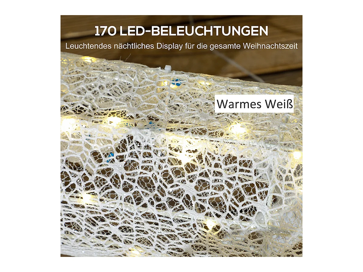 Weihnachtsbeleuchtung LED Rentier und Schlitten Weihnachtsdeko mit 170 Lichtern Weihnachtshirsch Weiß