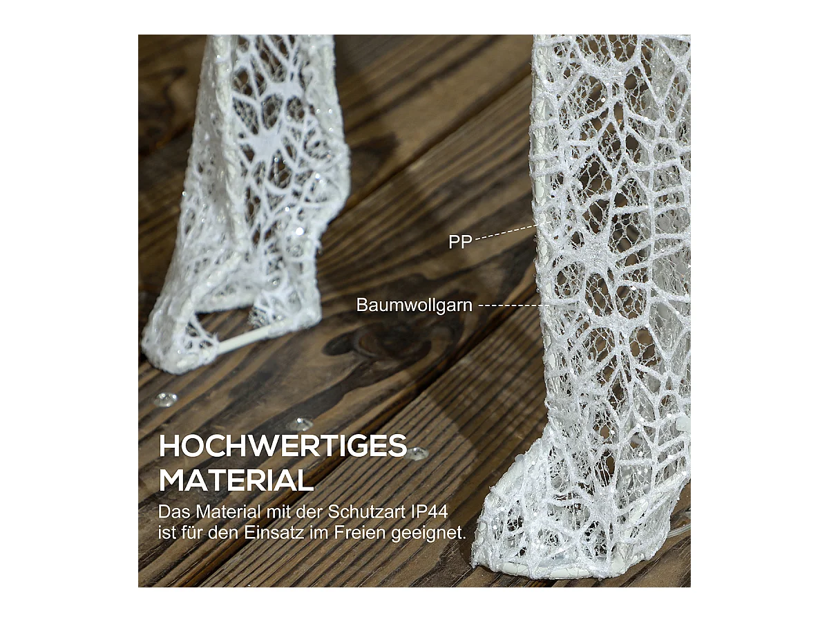 Weihnachtsbeleuchtung LED Rentier und Schlitten Weihnachtsdeko mit 170 Lichtern Weihnachtshirsch Weiß