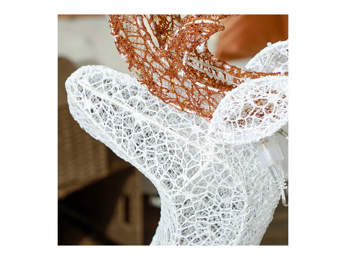 Weihnachtsbeleuchtung LED Rentier und Schlitten Weihnachtsdeko mit 170 Lichtern Weihnachtshirsch Weiß