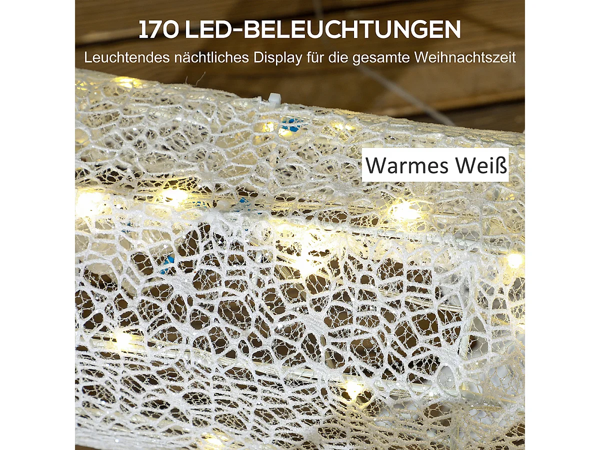 Weihnachtsbeleuchtung LED Rentier und Schlitten Weihnachtsdeko mit 170 Lichtern Weihnachtshirsch Weiß