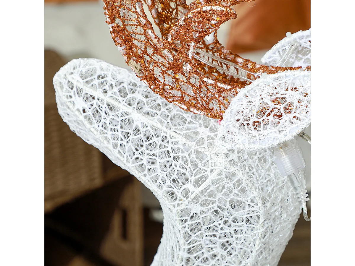 Weihnachtsbeleuchtung LED Rentier und Schlitten Weihnachtsdeko mit 170 Lichtern Weihnachtshirsch Weiß